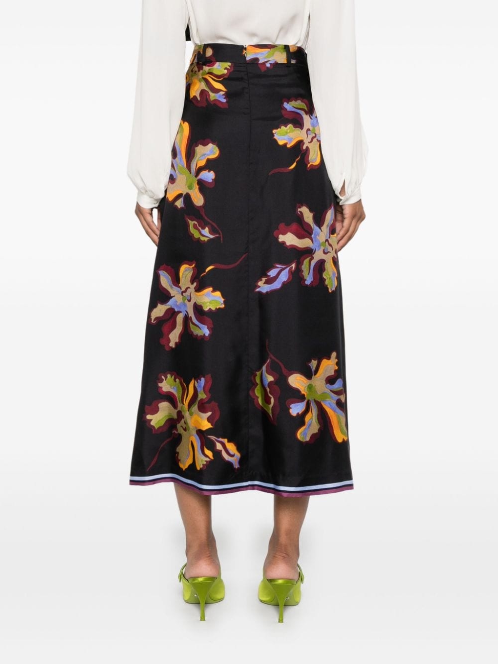 silk twill midi skirt - 4