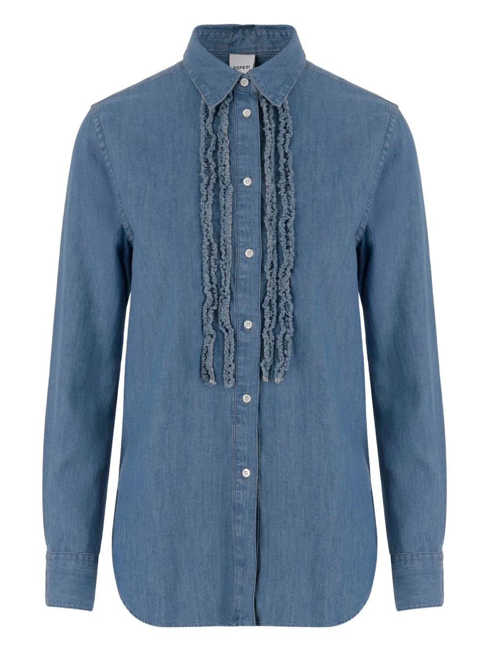 ruffled-detail denim shirt - 1