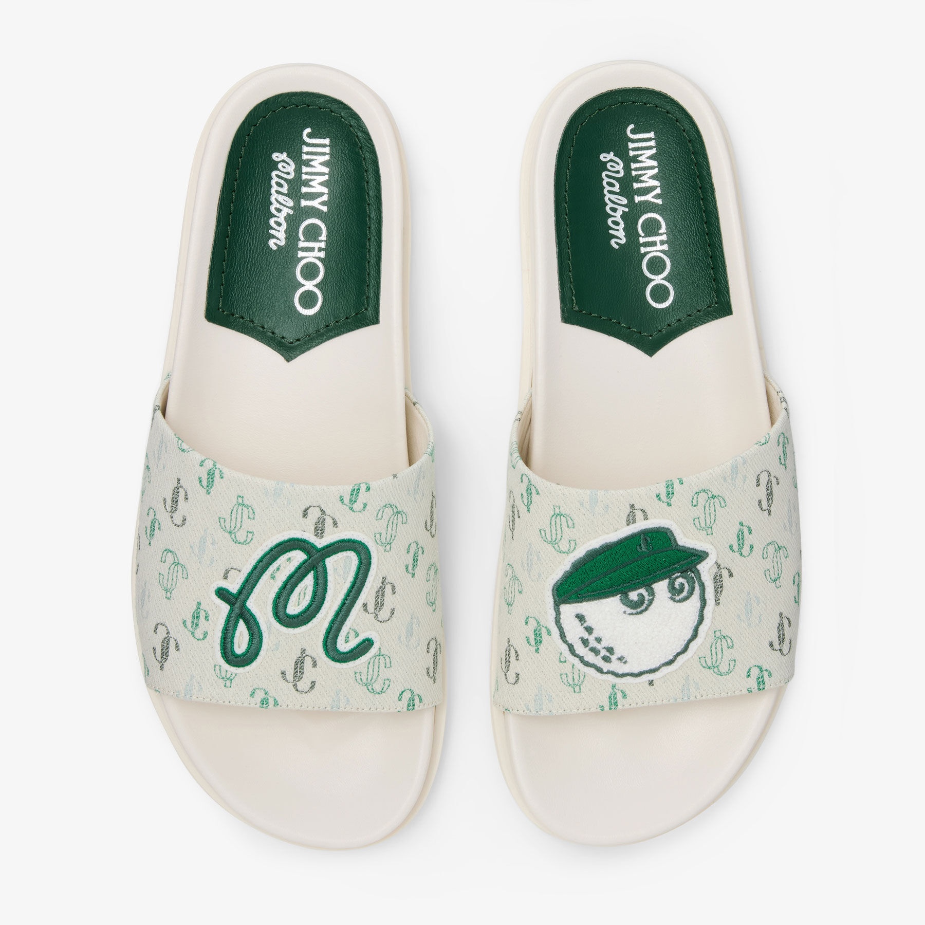 Jimmy Choo / Malbon 2.0 Slide F 
Monogram Embroidered Jacquard Slides - 5