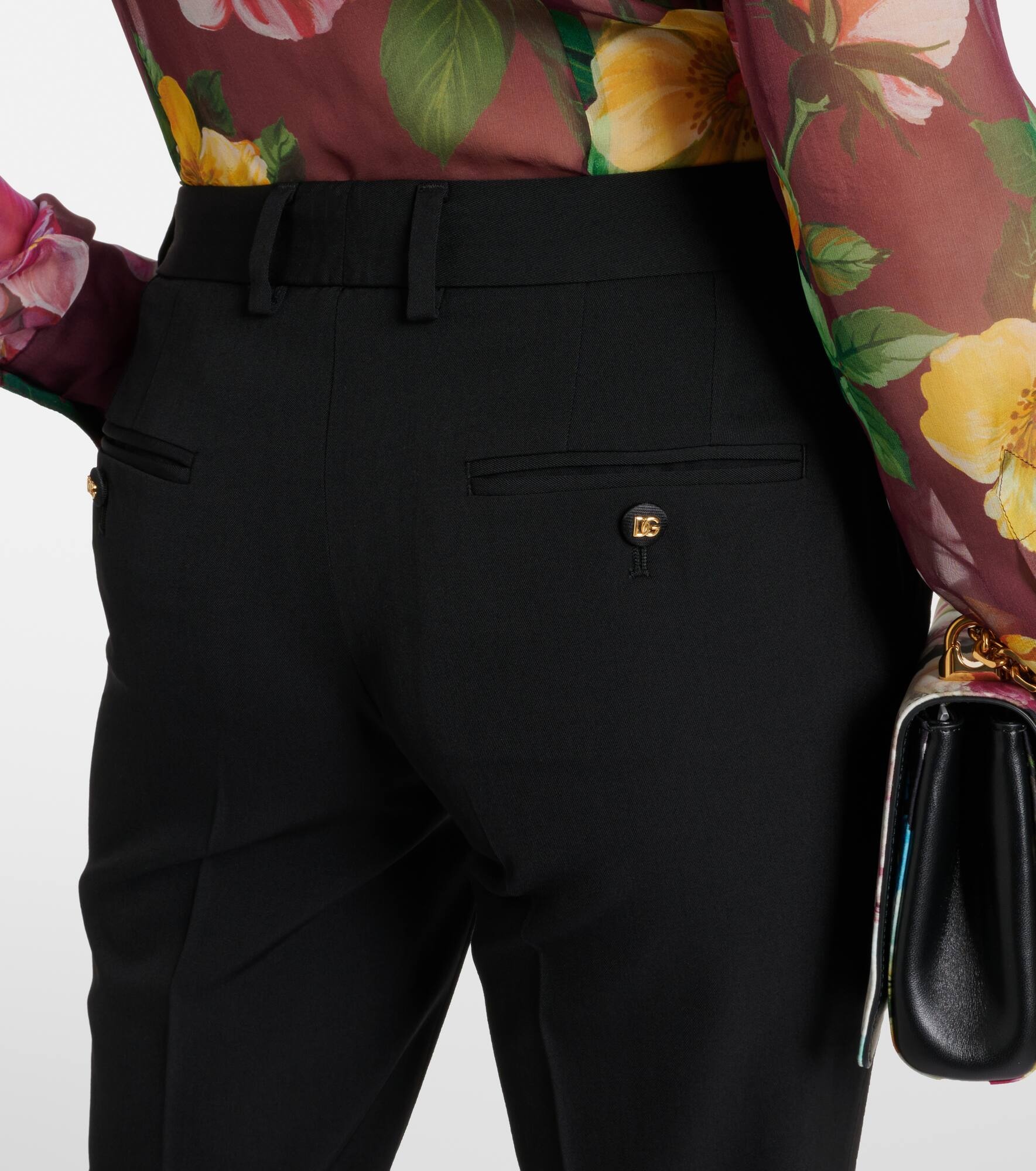 Low-rise wool-blend slim pants - 5