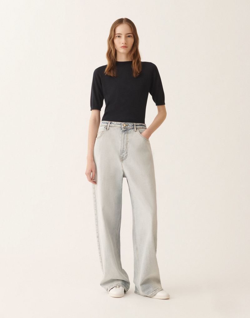 Marbled aqua denim pants 3