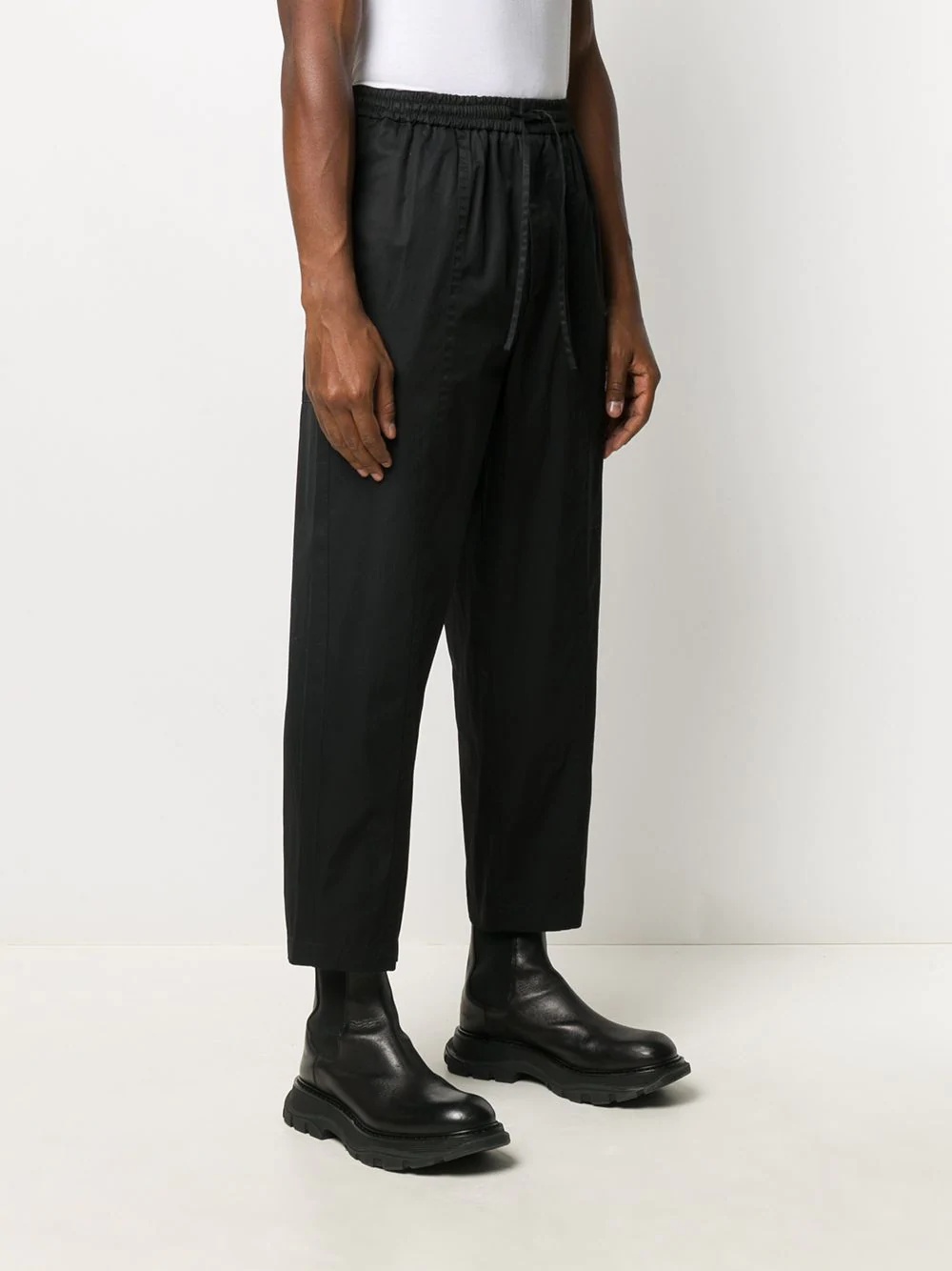 drawstring cropped tapered trousers - 3