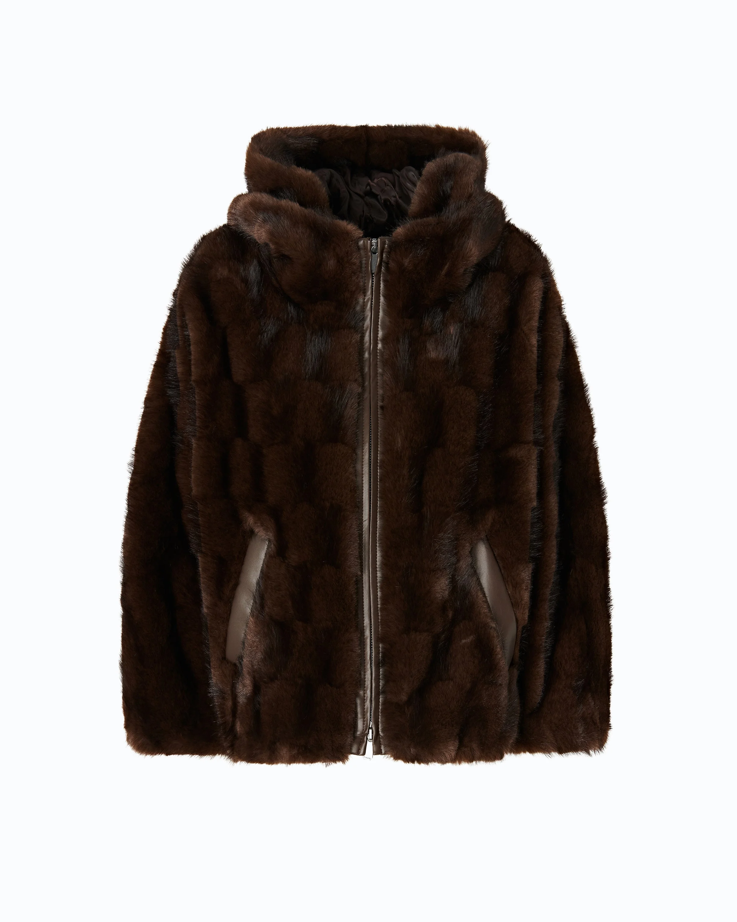 FAUX FUR BLOUSON JACKET WITH HOOD - 1