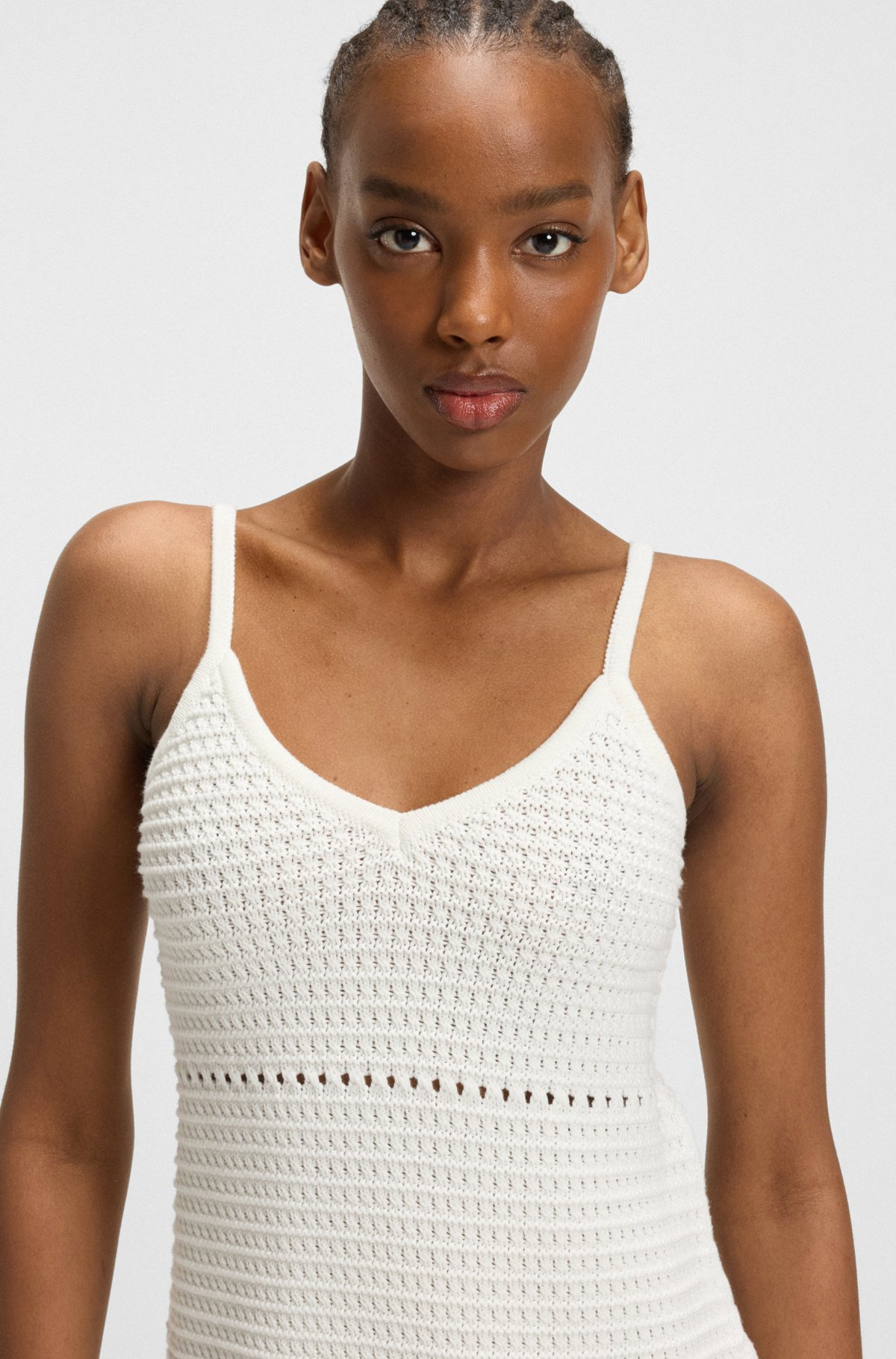 MESH-KNIT DRESS WITH SPAGHETTI STRAPS - 4