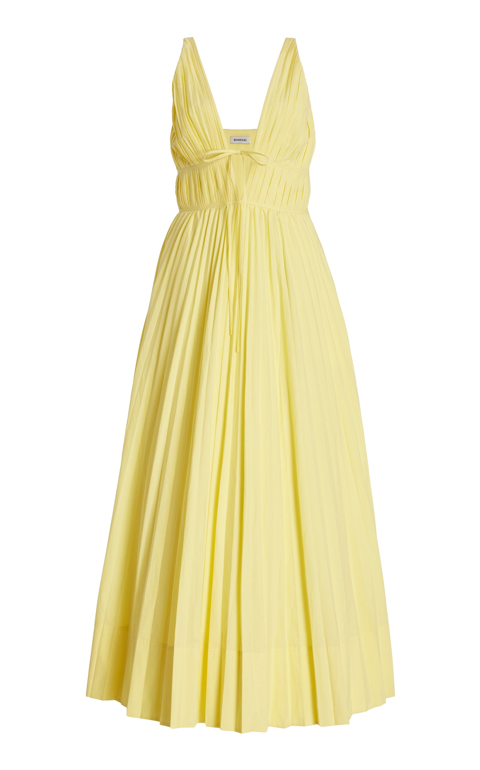 Stephanie Pleated Cotton-Blend Midi Dress yellow - 1