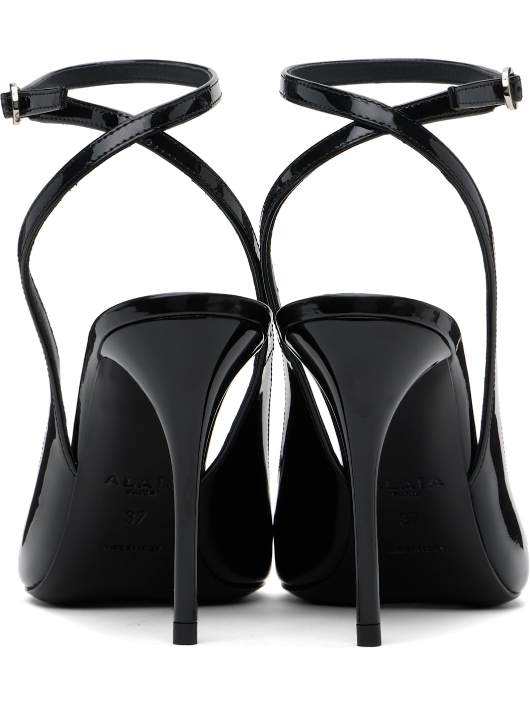 Black Patent Calfskin Slingback 90 Heels - 2
