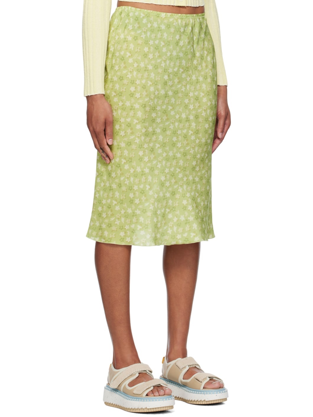 Green Bias Midi Skirt - 2