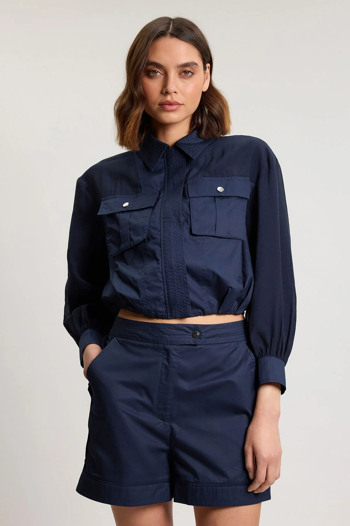 Utility Organdie Pocket Detail Short - 1