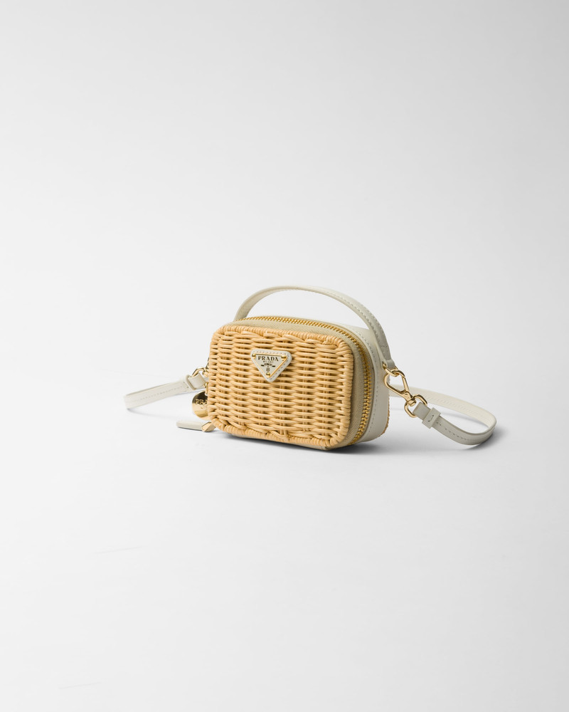 Prada Wicker and leather mini-pouch outlook