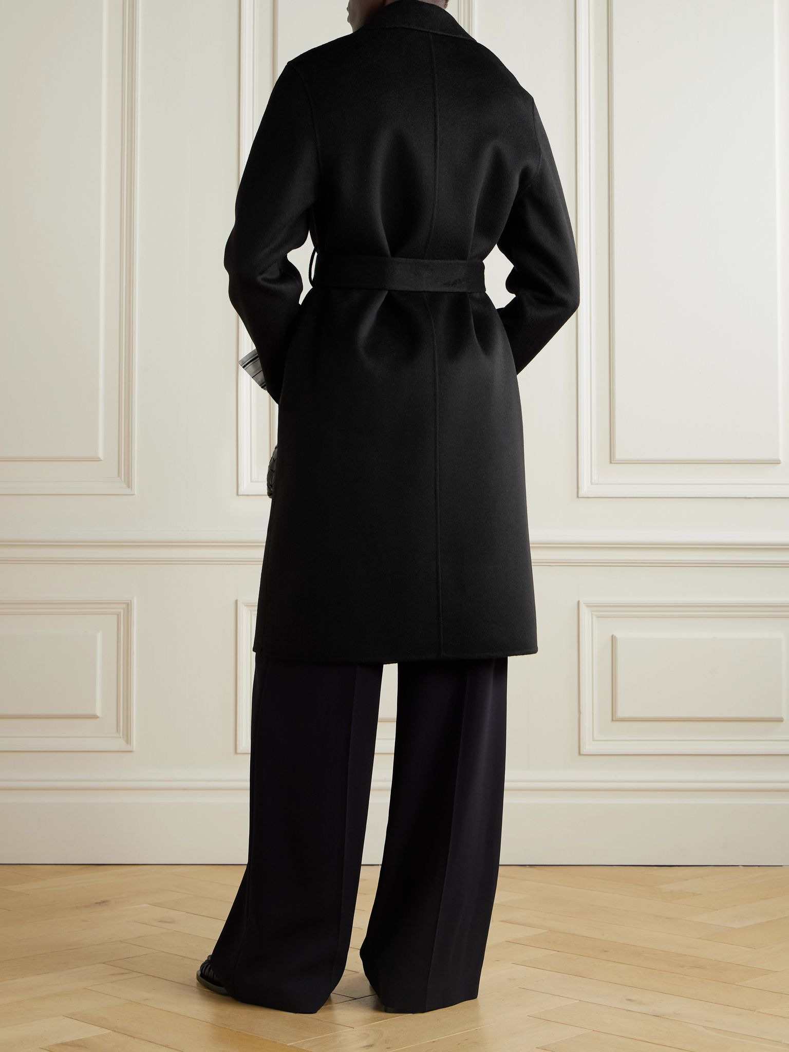 Cenda belted wool and cashmere-blend coat Black - 4