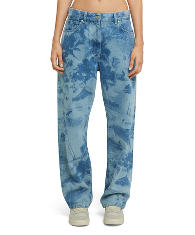 MSGM Jeans with straight legs and "surfer" laser processing outlook