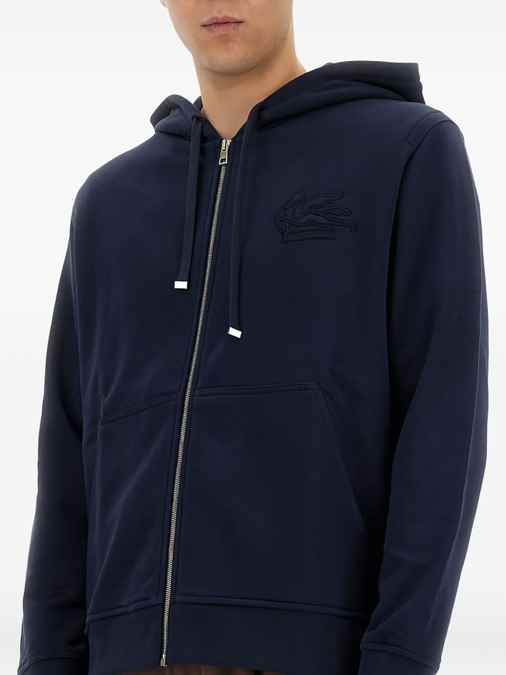 embroidered-logo zip-up hoodie - 4