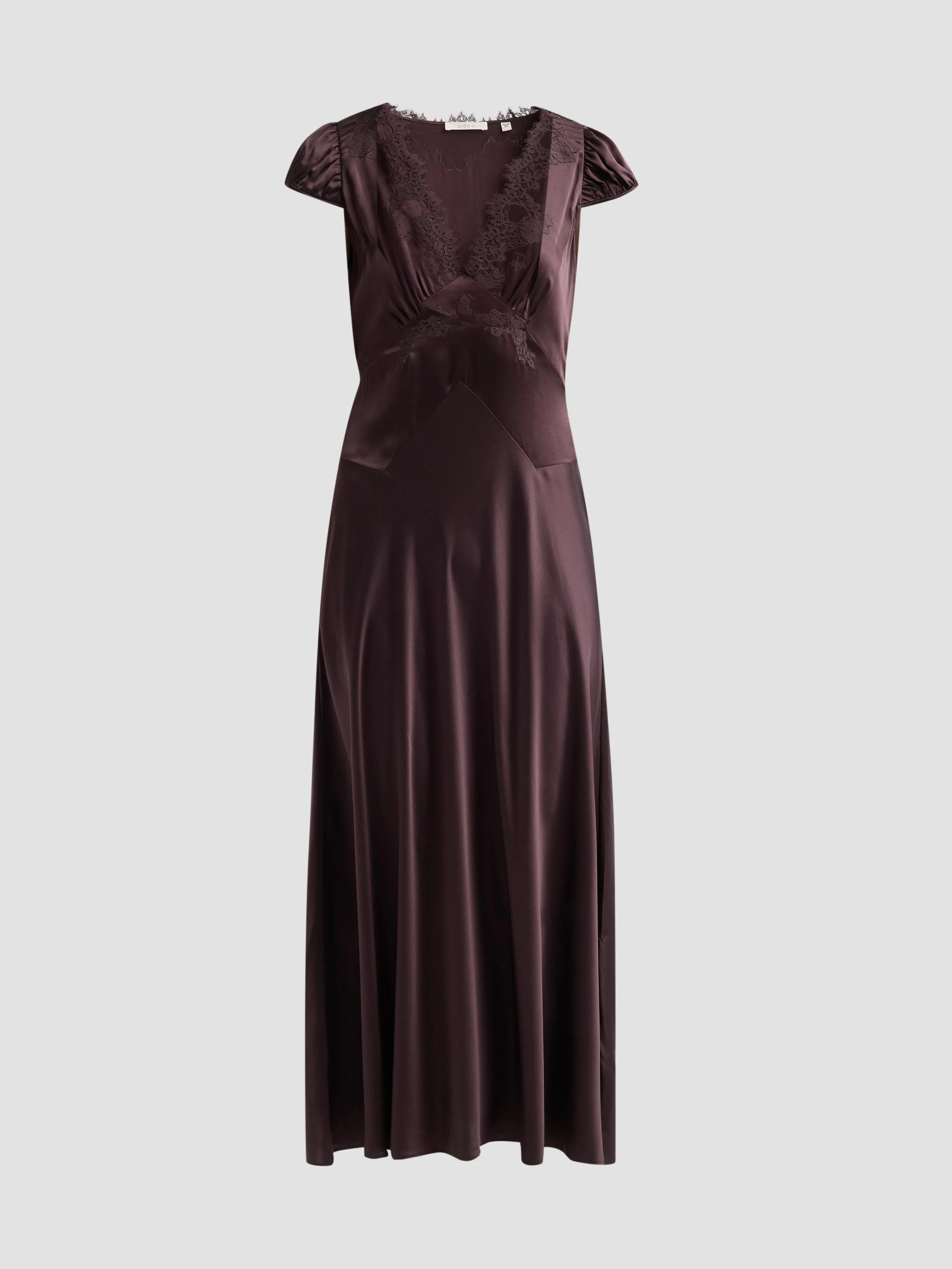 Women's Coraline Silk Lace-Trimmed Dress - Equestrian Brown - 1