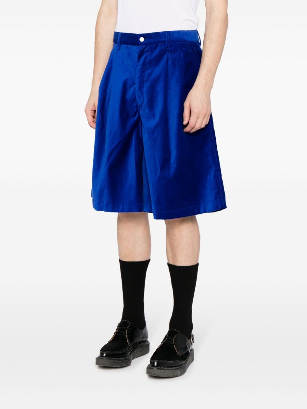 pleat-detail cotton bermuda shorts - 3