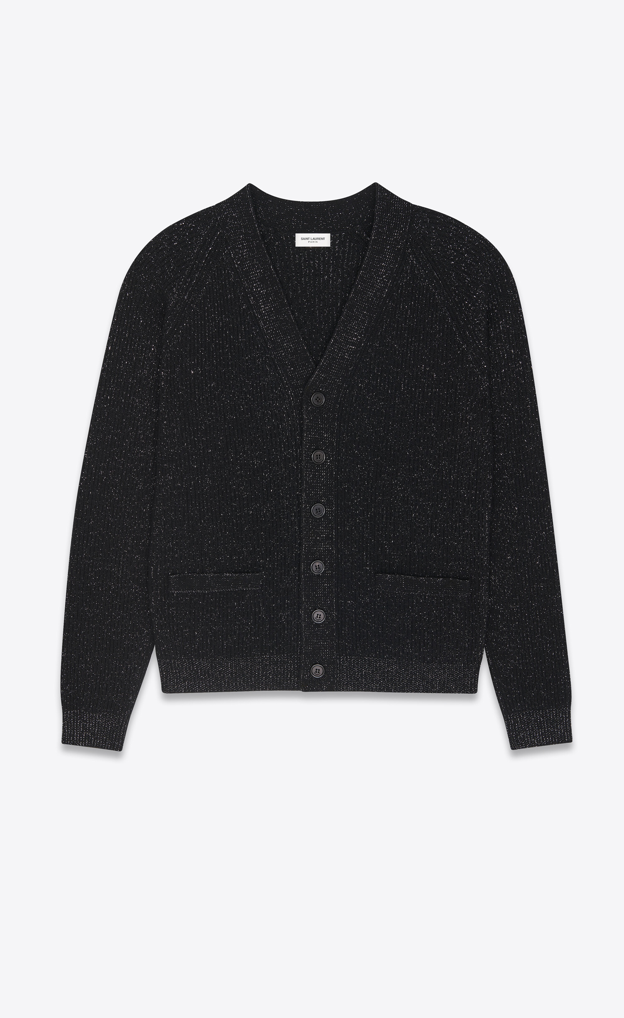 cardigan in lurex ribbed wool and cashmere - 1