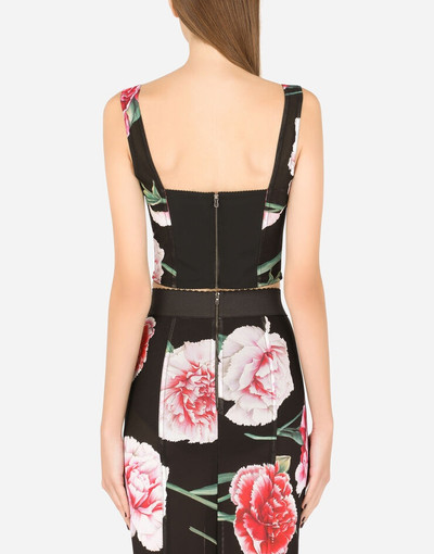 Dolce & Gabbana Carnation-print marquisette corset outlook