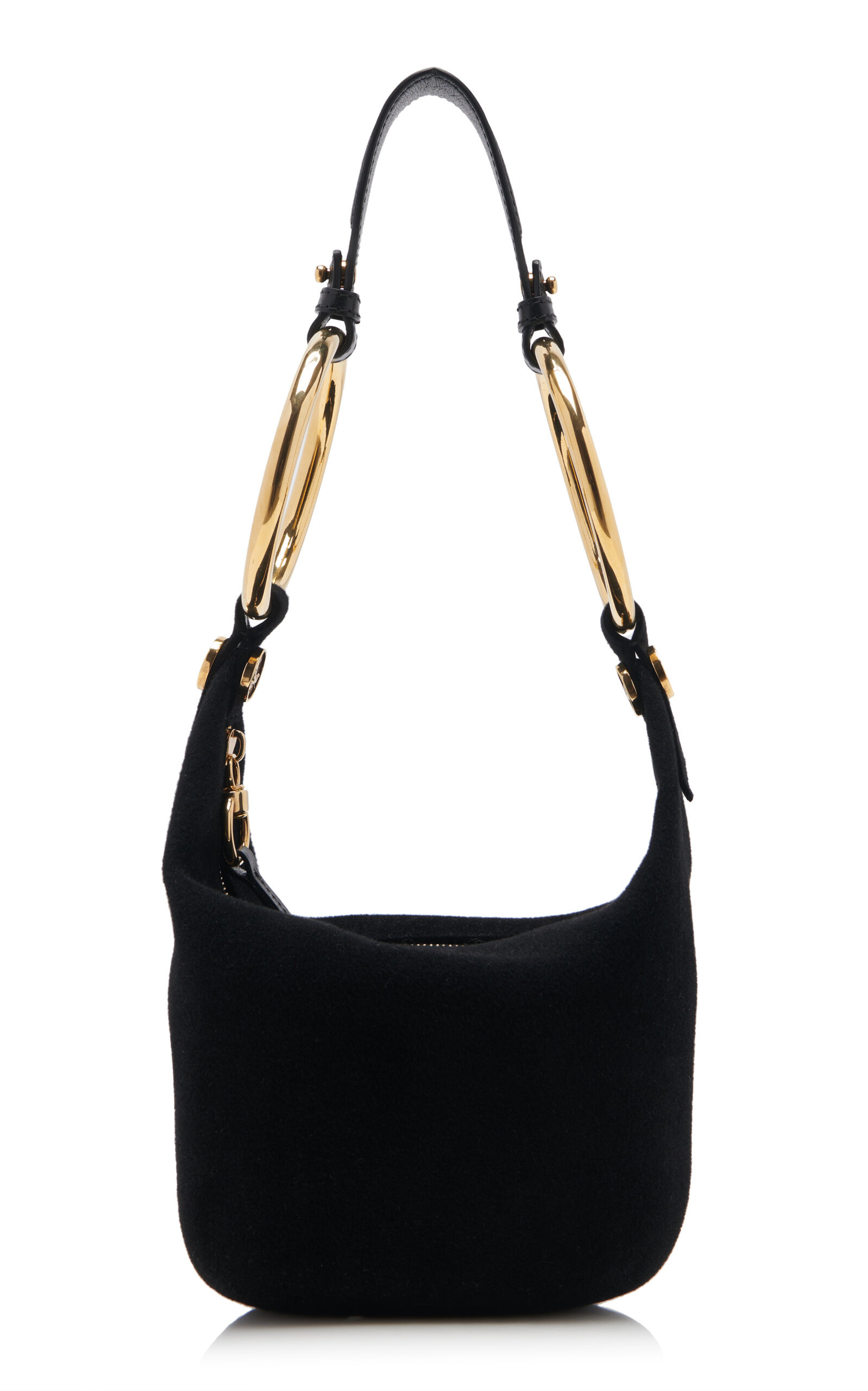 Ring-Detailed Suede Shoulder Bag black - 5