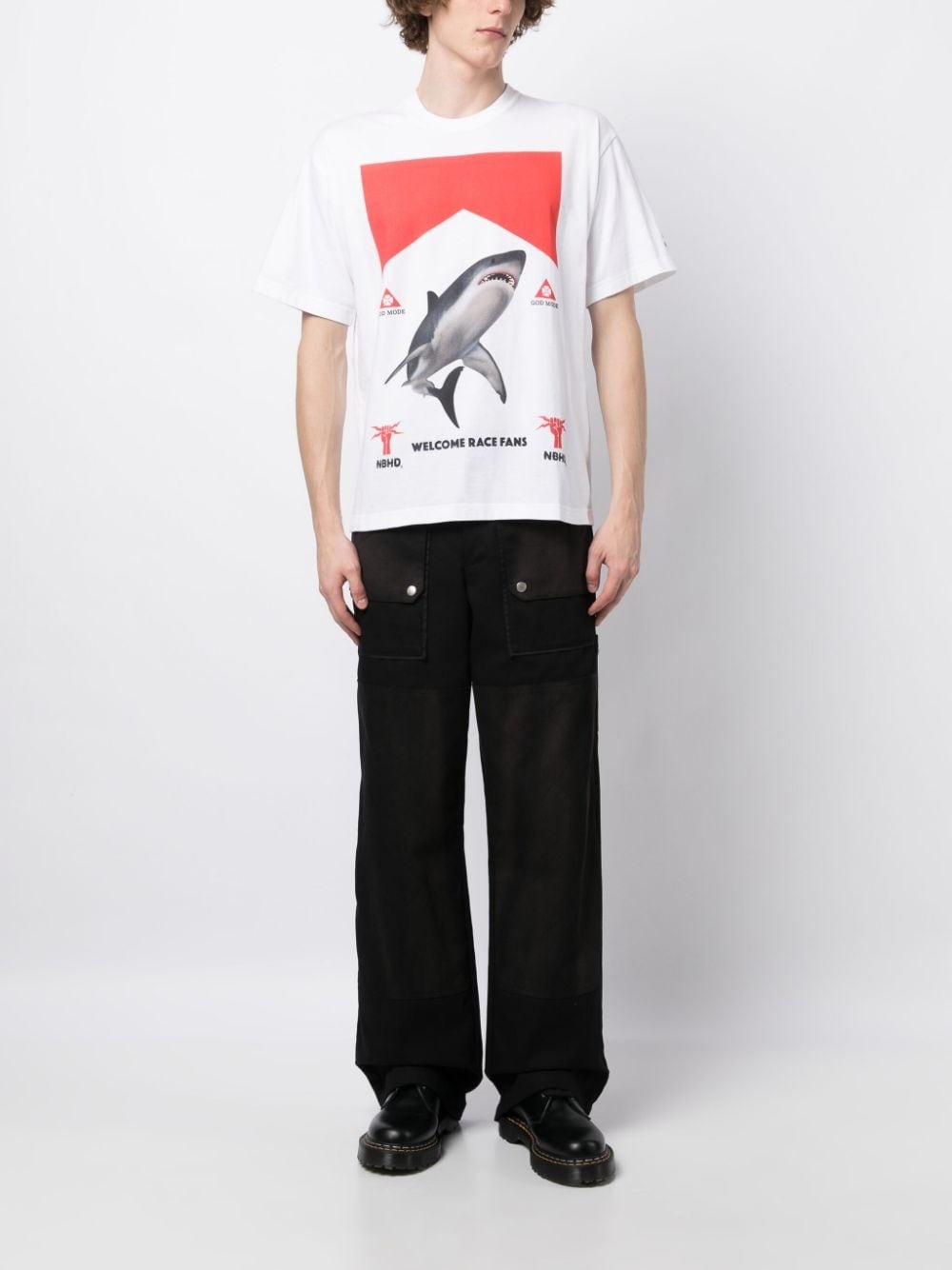 x DSC shark-print cotton T-shirt - 2
