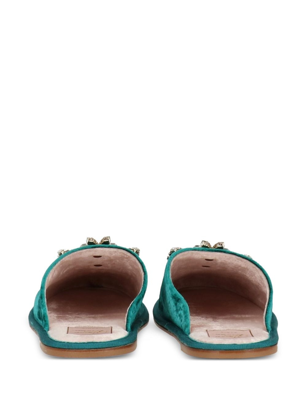 crystal-embellished velvet mules - 3