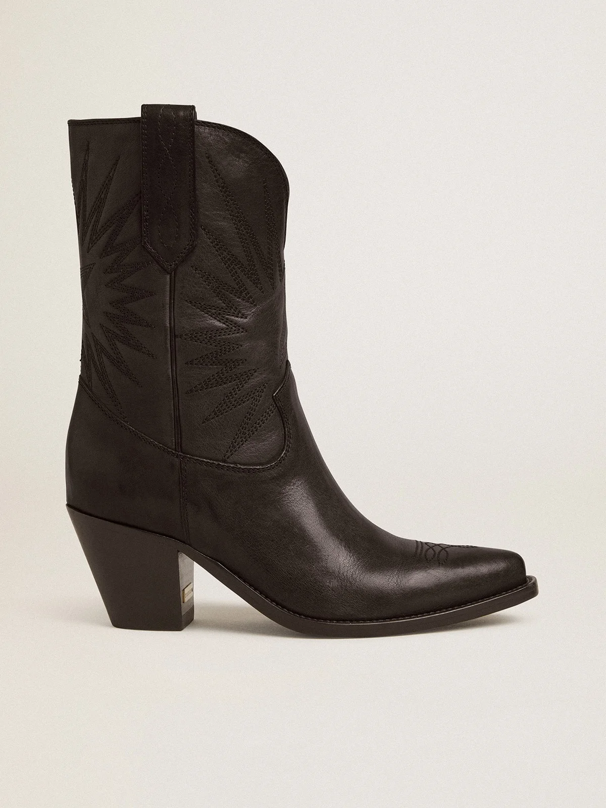 Low Wish Star boots in black leather with tone-on-tone inlay star - 1