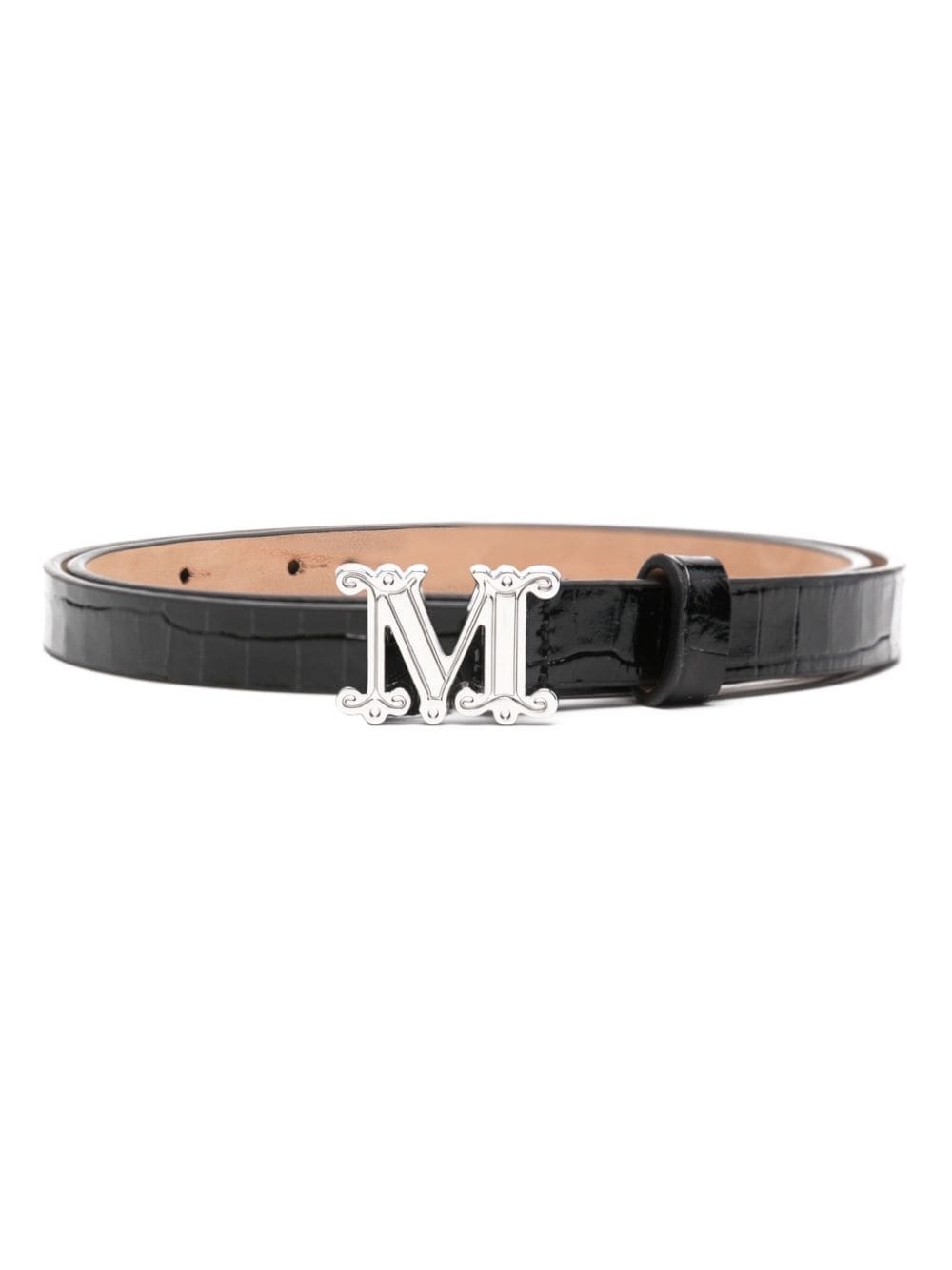 monogram-buckle leather belt - 1
