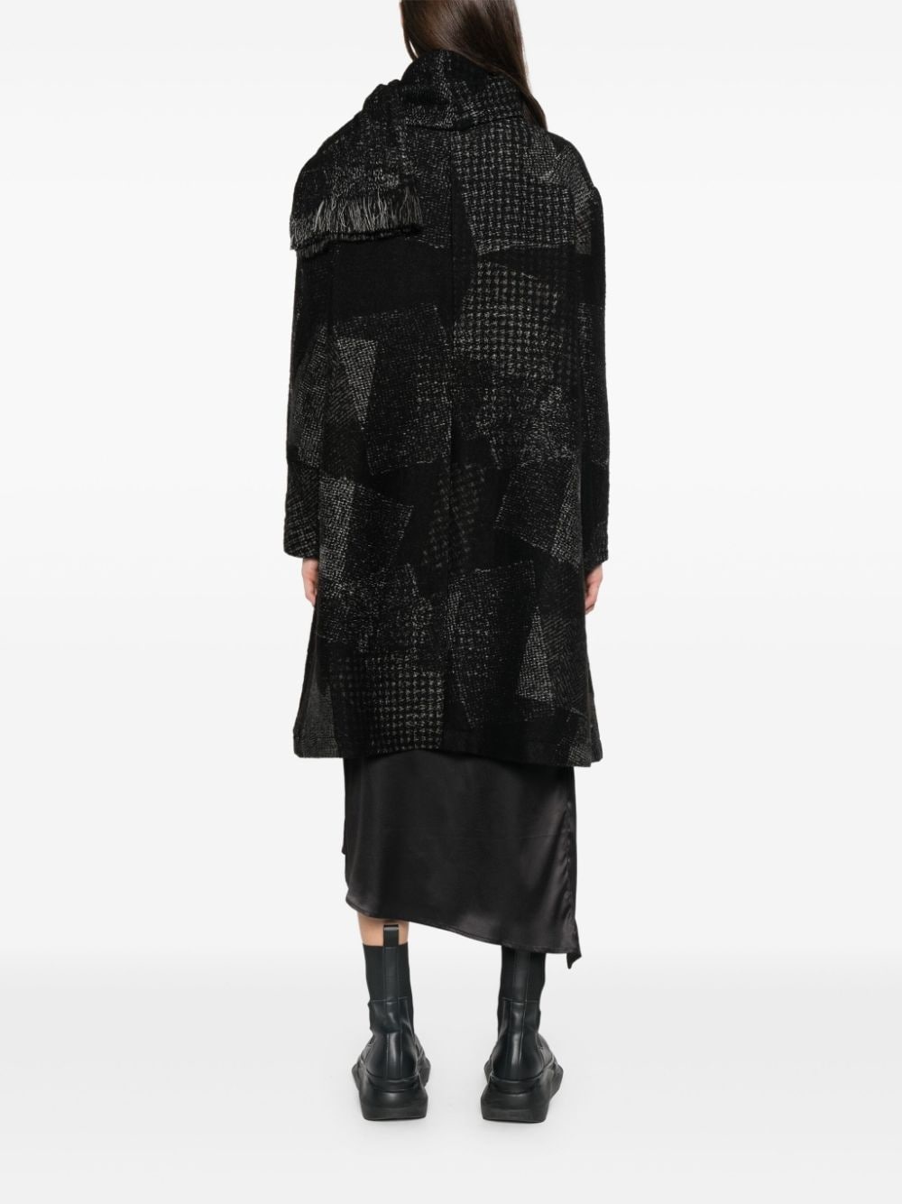 patchwork-pattern coat - 4