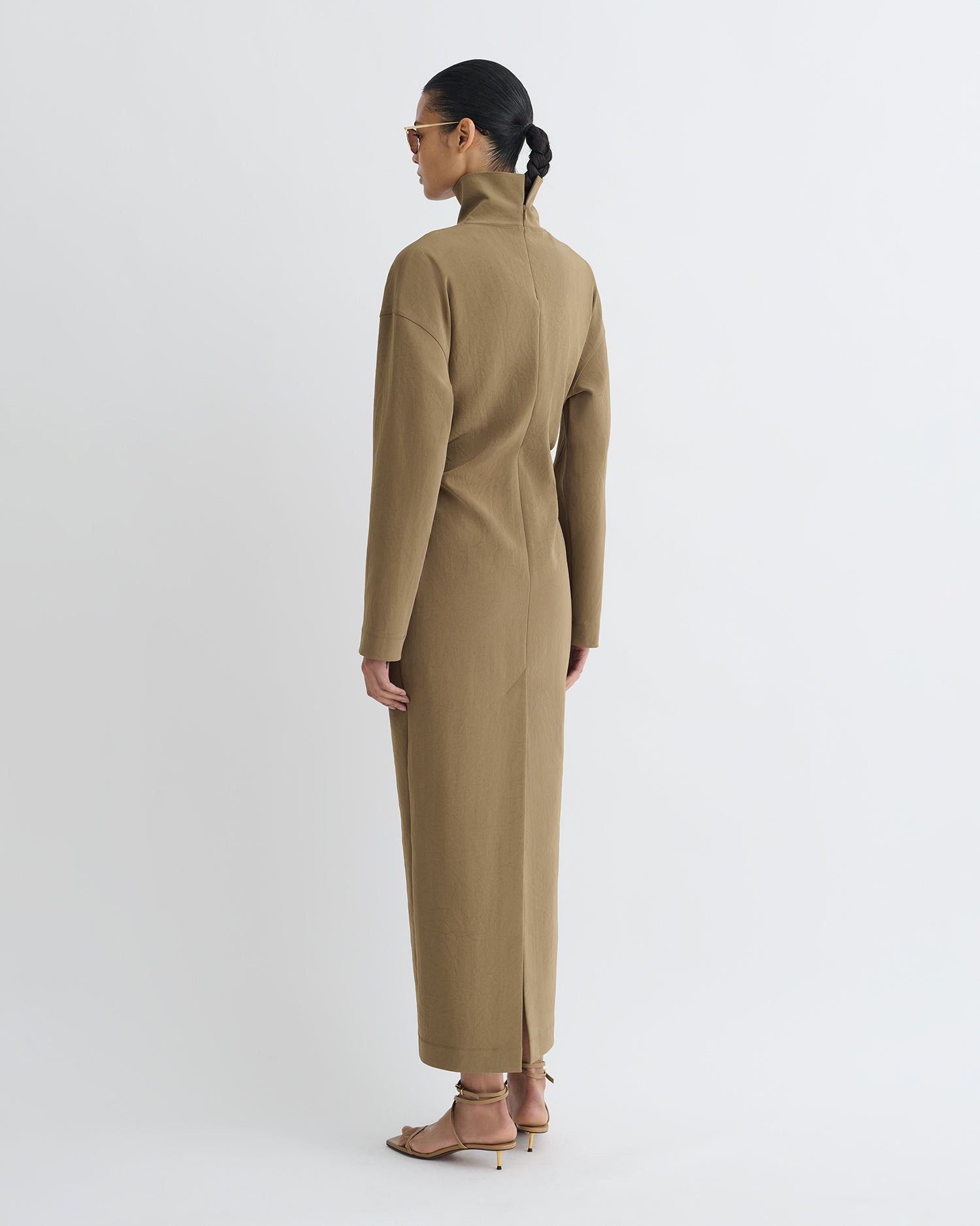 Draped Paper Jersey Turtleneck Dress - 2