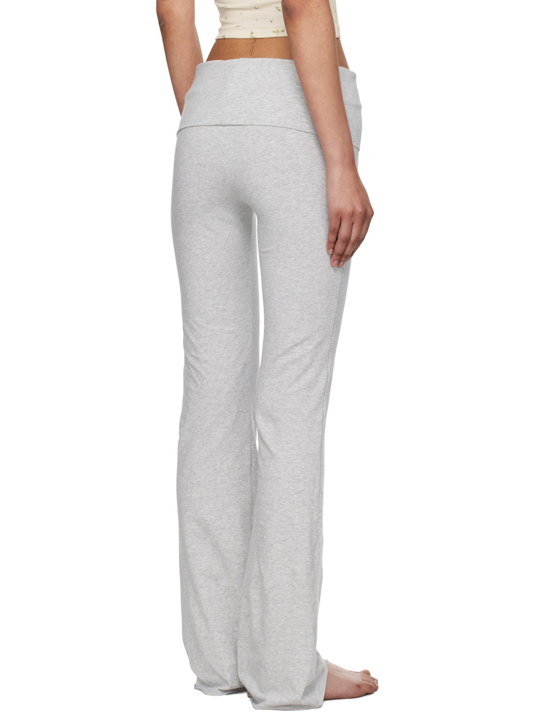Gray Cotton Jersey Foldover Lounge Pants - 5
