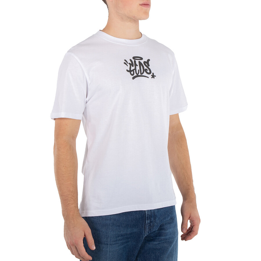 GCDS White Graffiti Print Cotton T-Shirt - 5