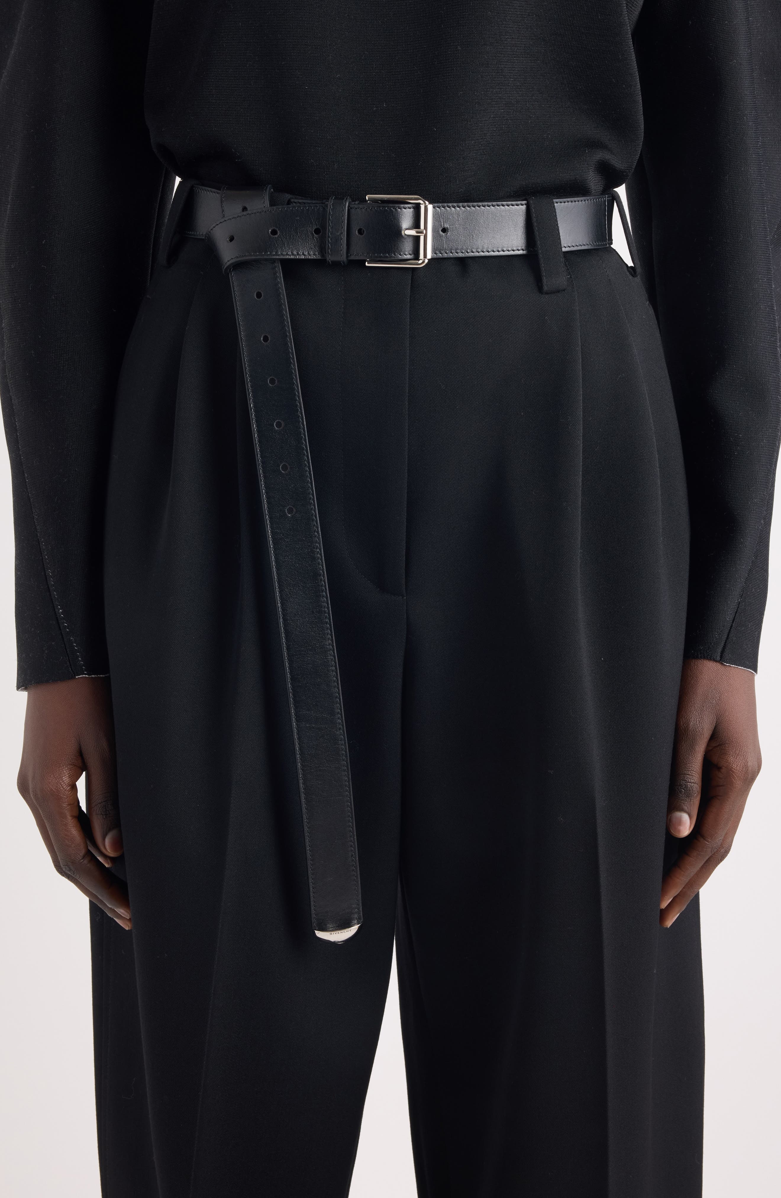 Givenchy Voyou Metal Tip Leather Belt in Black at Nordstrom - 2