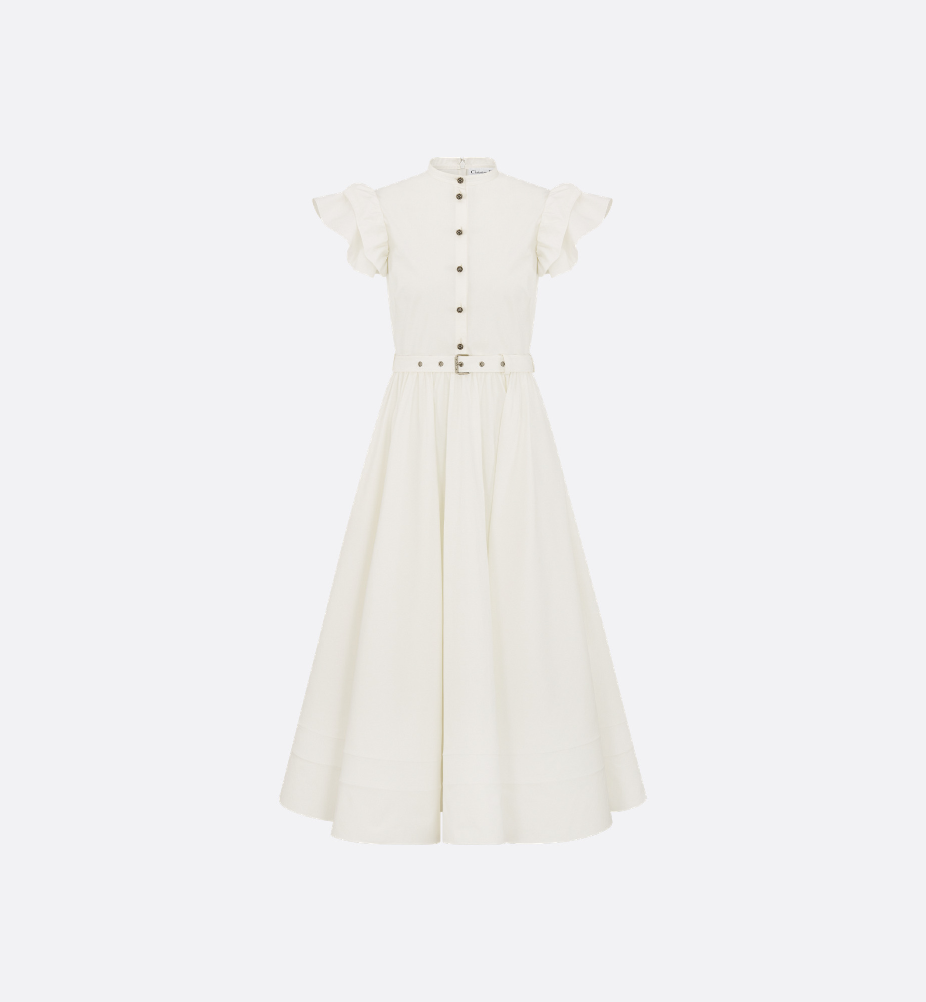 Mid-Length Flared Dress with Belt - 1