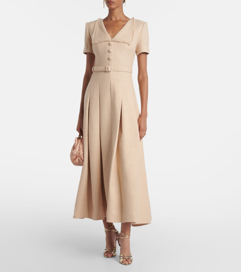 ROLAND MOURET Belted bouclé maxi dress outlook