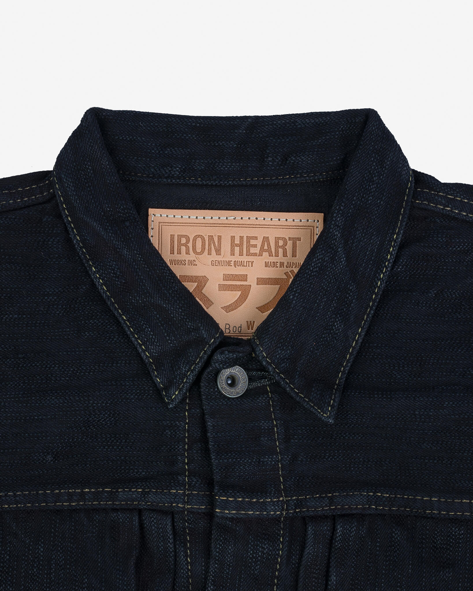 IHJ-507-SLBod 16oz Slubby Selvedge Denim Type II Jacket - Indigo Overdyed Black - 7