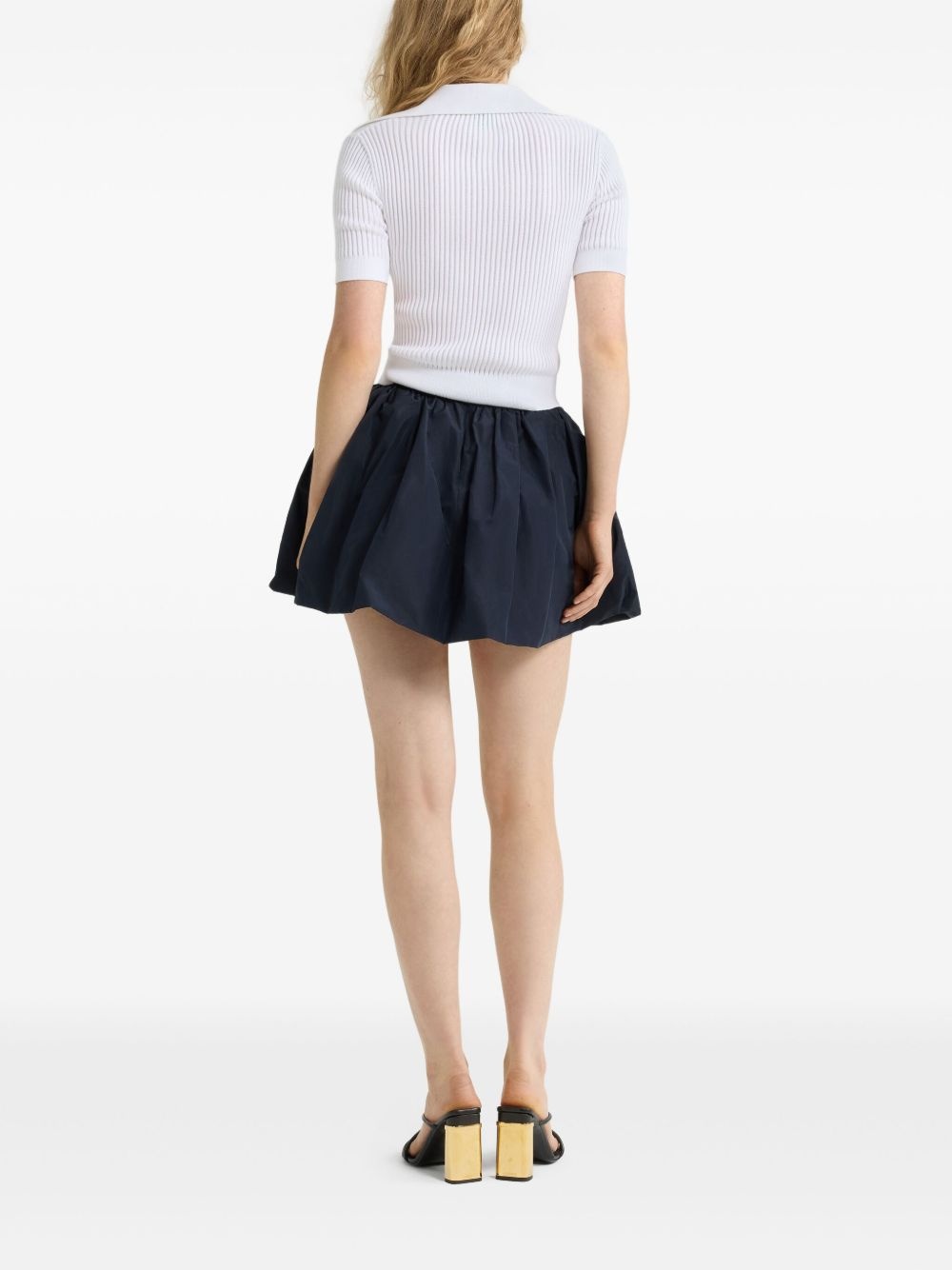 ribbed knit polo top - 3