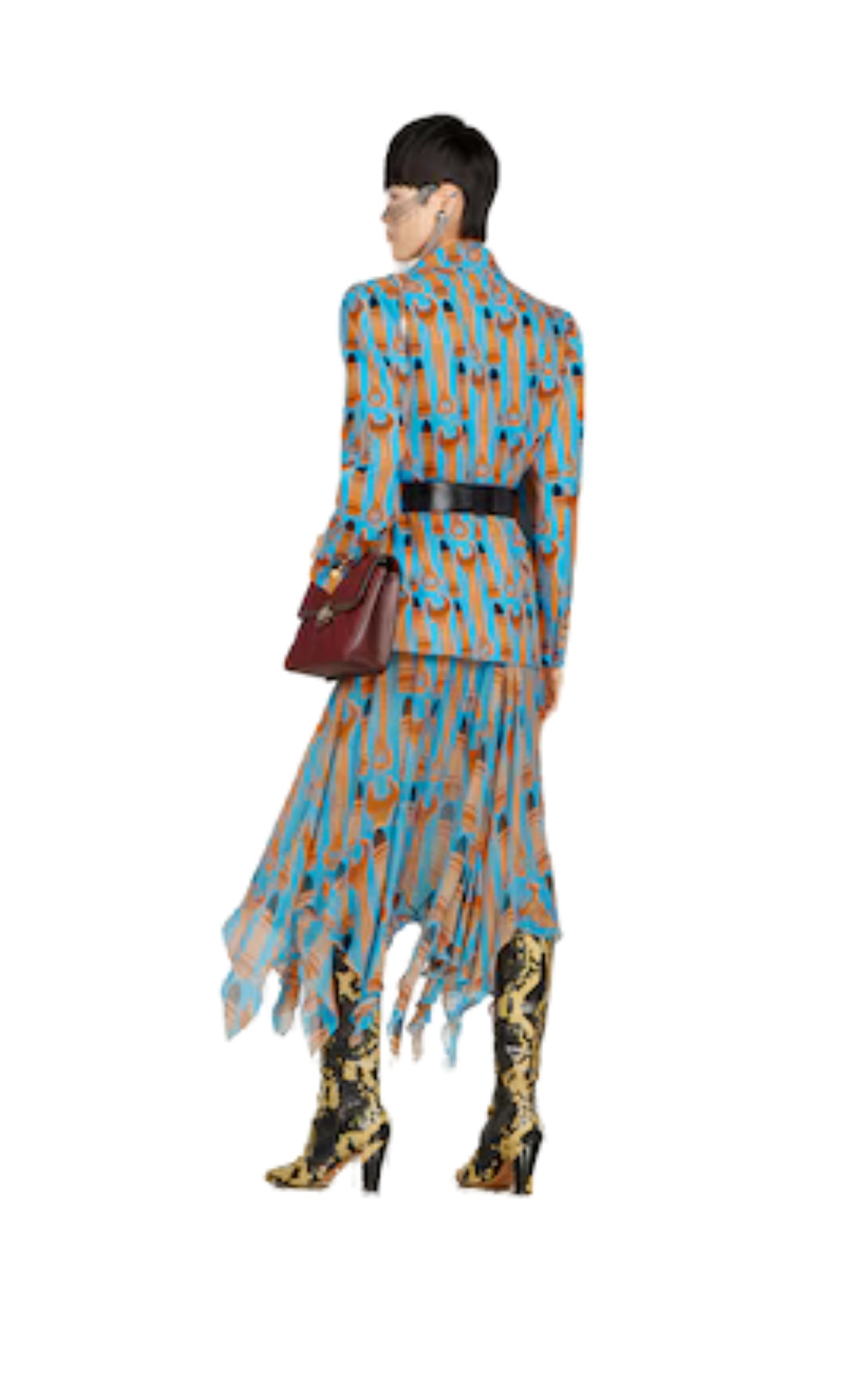 Lipstick And Tool Print Silk Skirt - 6