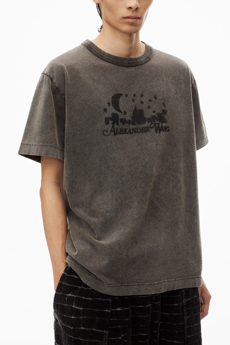 Distressed Skyline T-Shirt in Sueded Cotton Terry 3