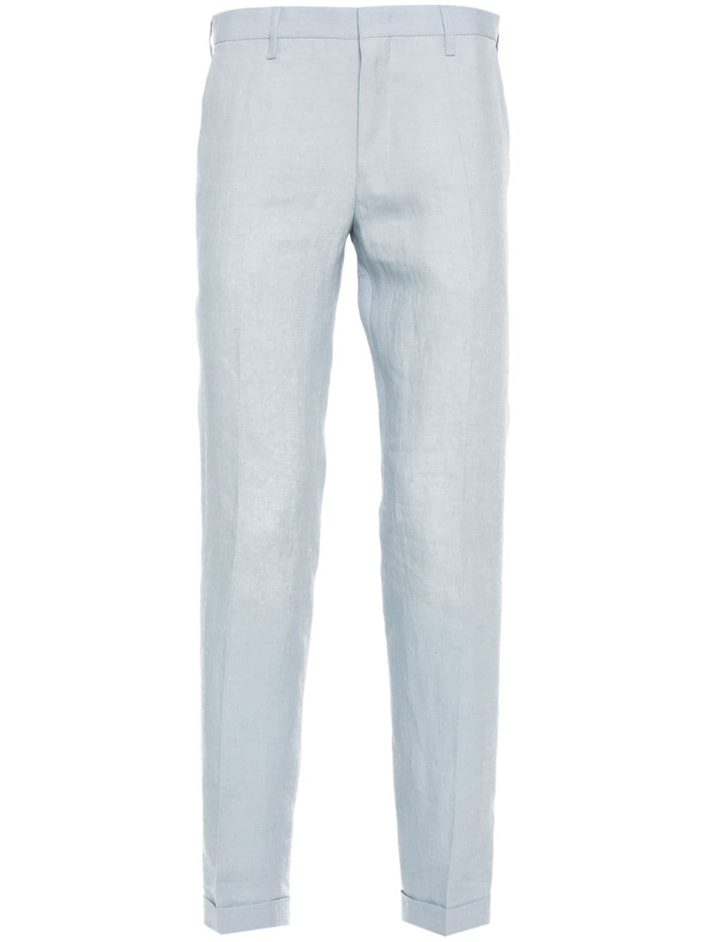 pressed-crease linen trousers - 1