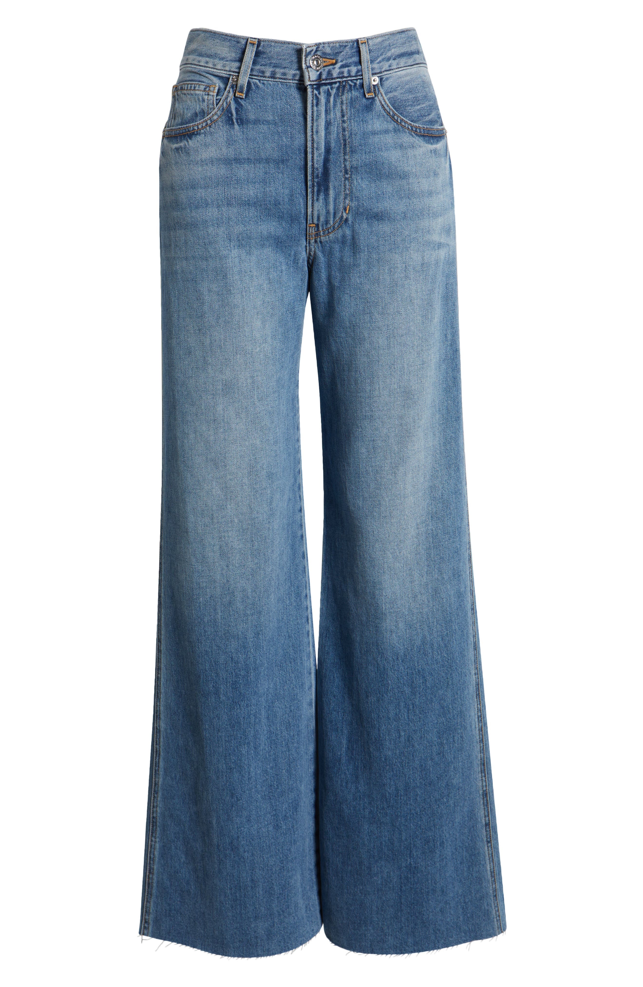 Veronica Beard Kasey Raw Hem Mid Rise Wide Leg Jeans in Dusted Glare at Nordstrom - 5