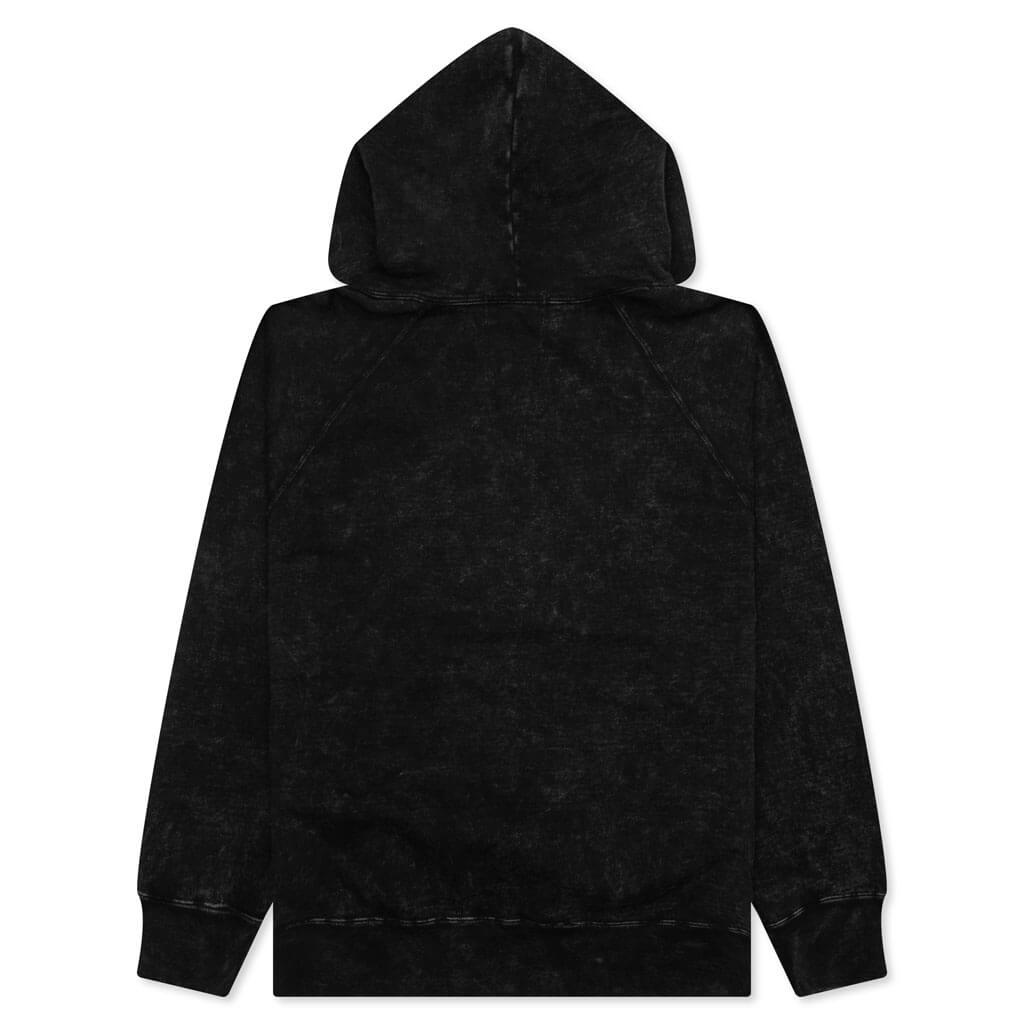 OVER DYE PULLOVER RELAXED FIT HOODIE - BLACK - 2