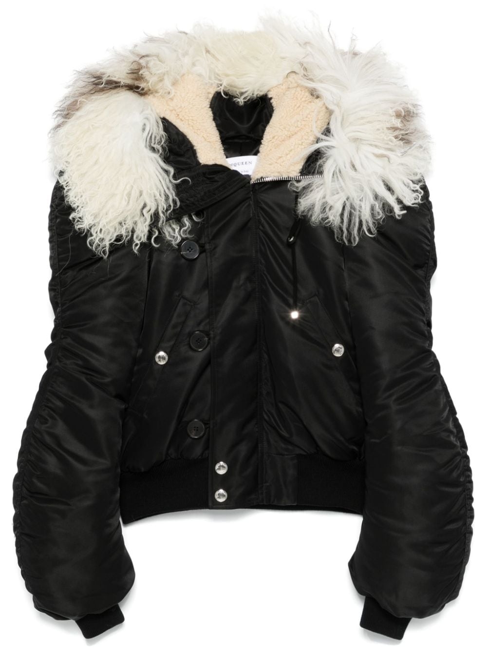 shearling-collar bomber jacket - 1