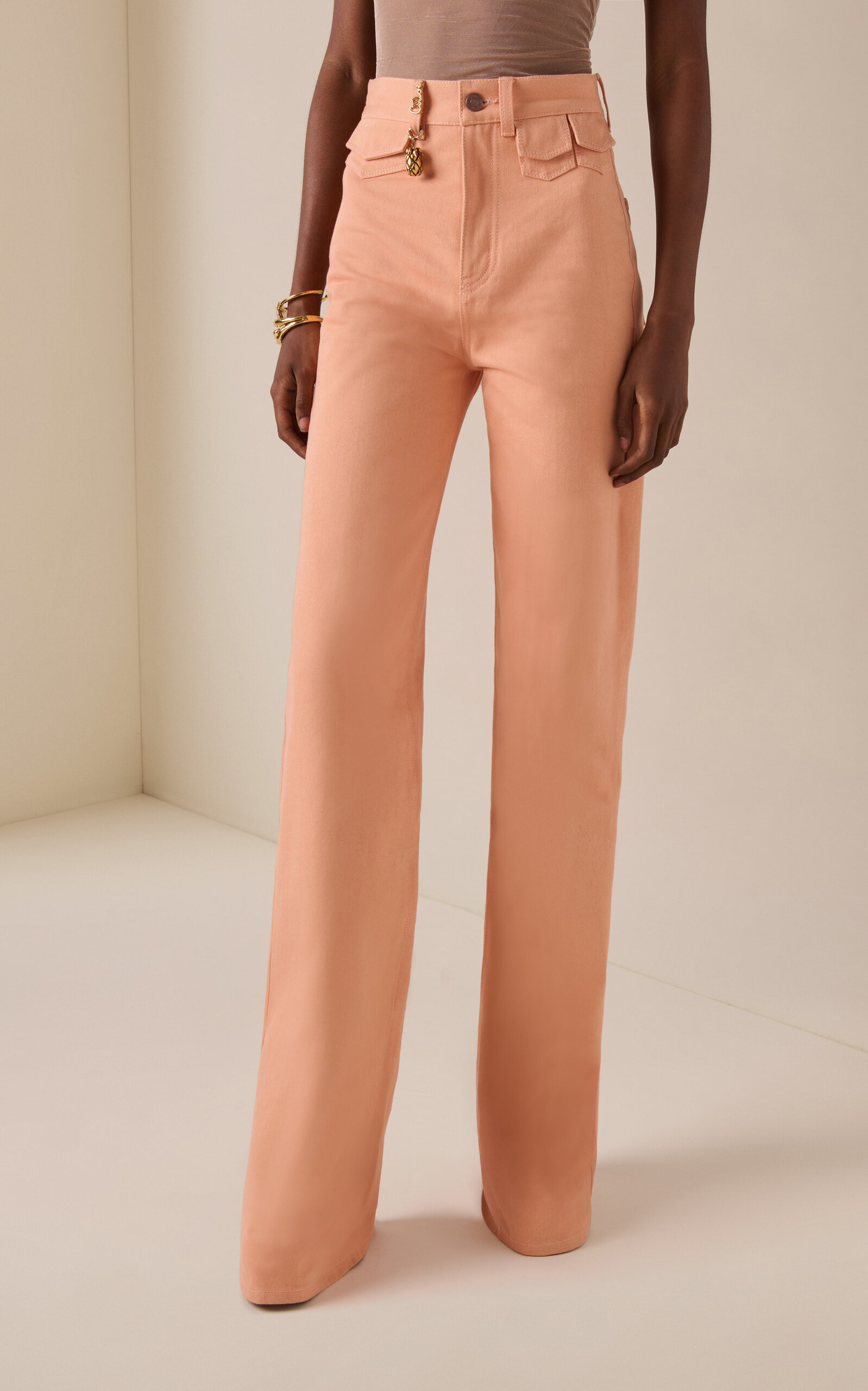 Rigid High-Rise Organic Denim Flared Jeans orange - 3