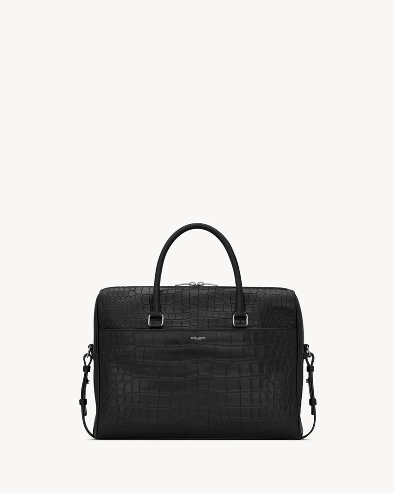 DUFFLE SAINT LAURENT BRIEFCASE BAG IN CROCODILE-EMBOSSED MATTE LEATHER 1