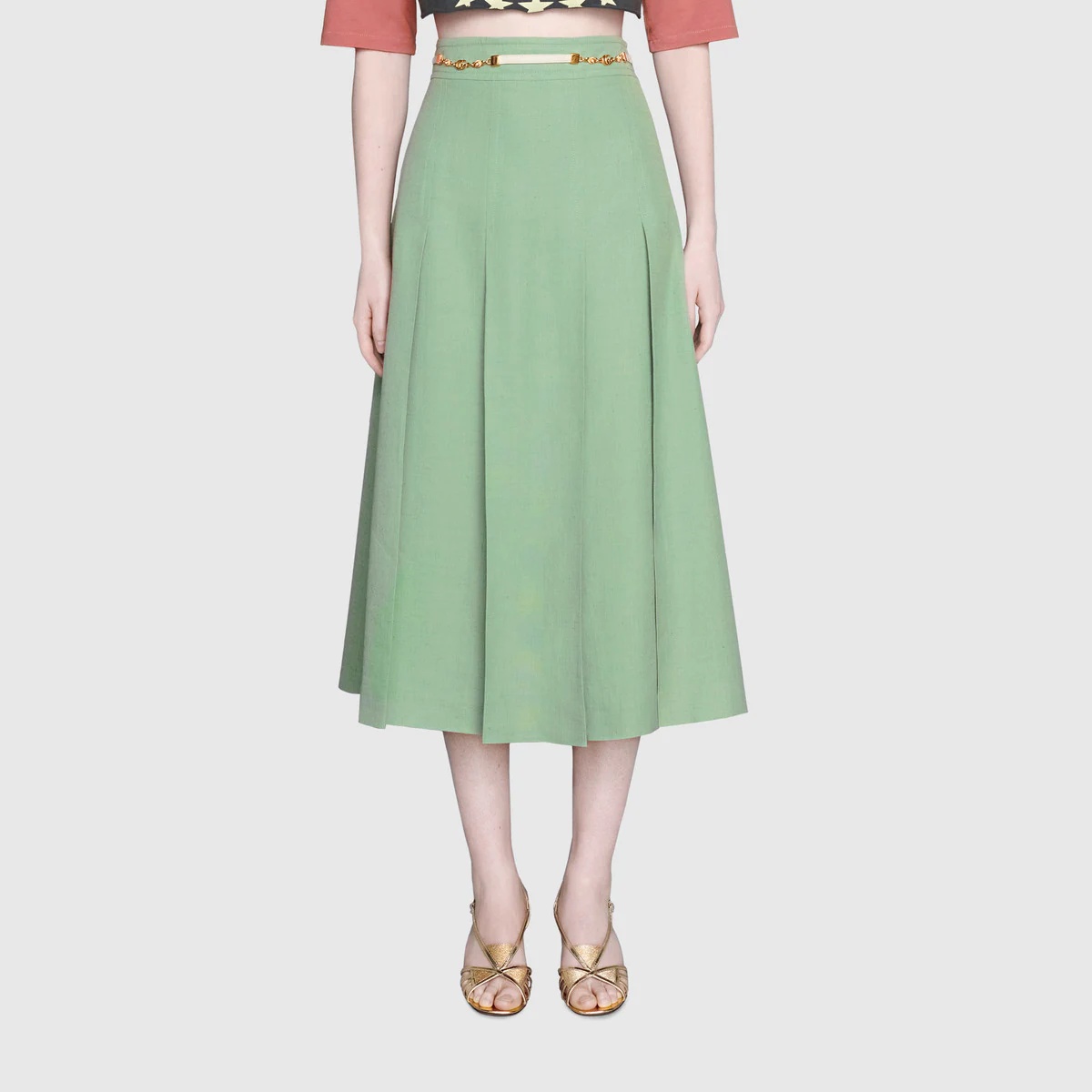 Viscose linen pleated skirt - 3