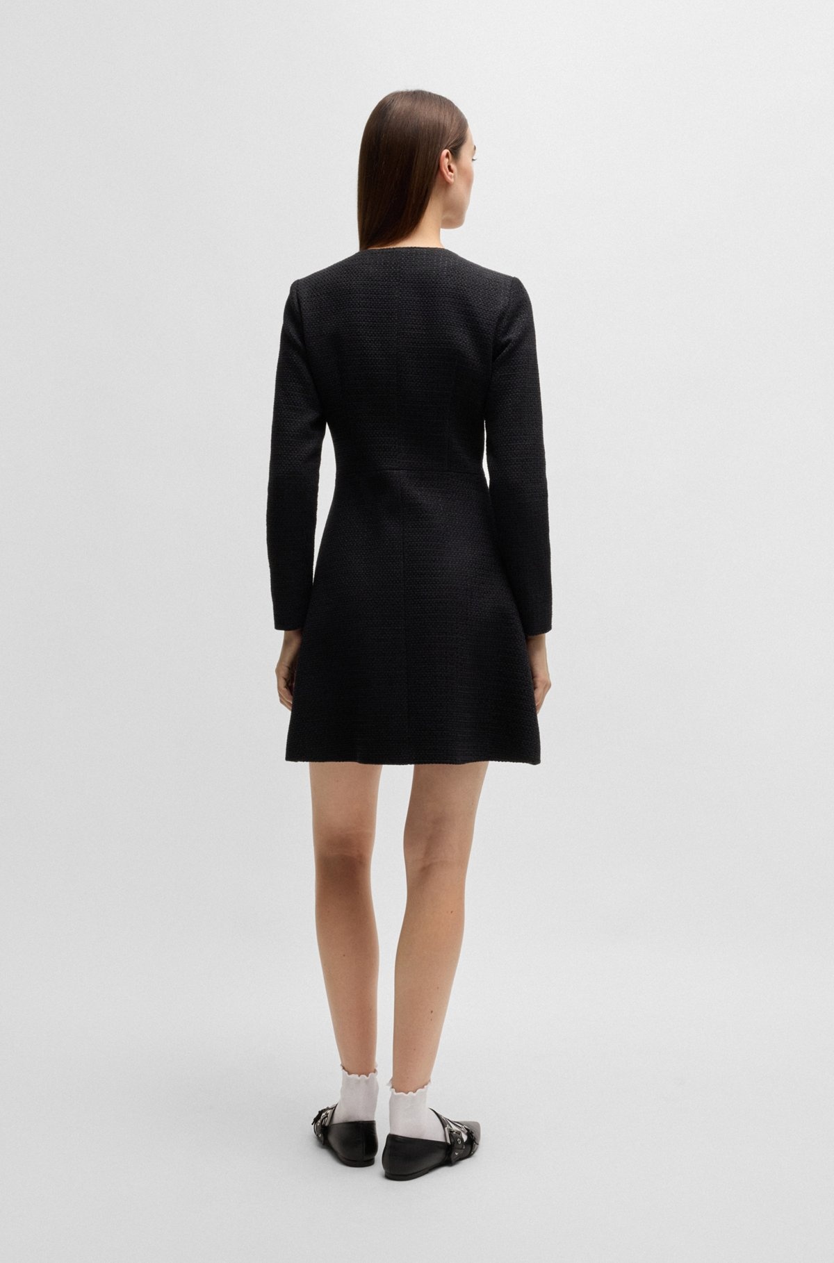 BOUCLÉ DRESS WITH LOGO BUTTONS - 3