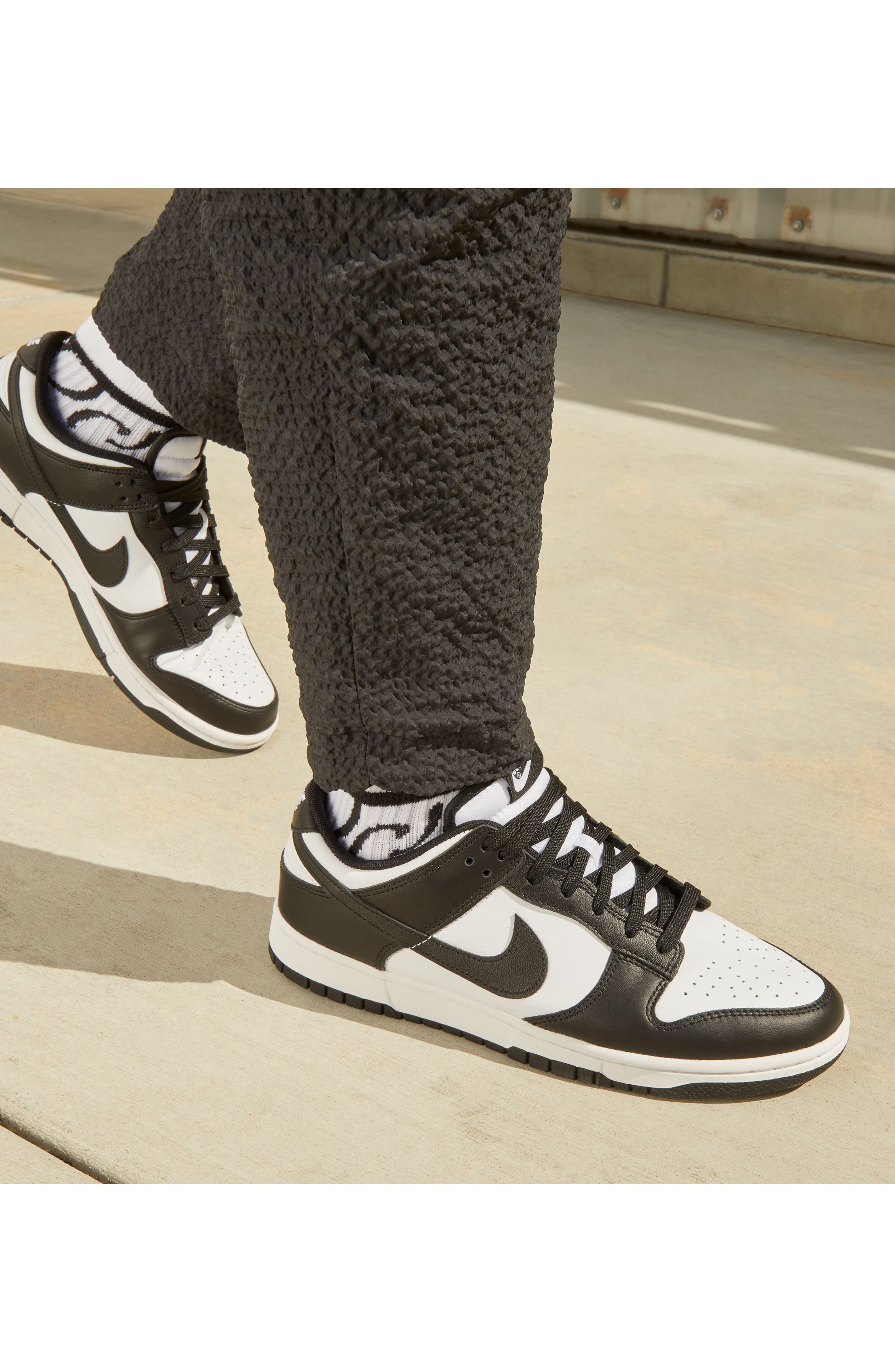 Nike Dunk Low Retro Basketball Sneaker in White/Black/White at Nordstrom - 2