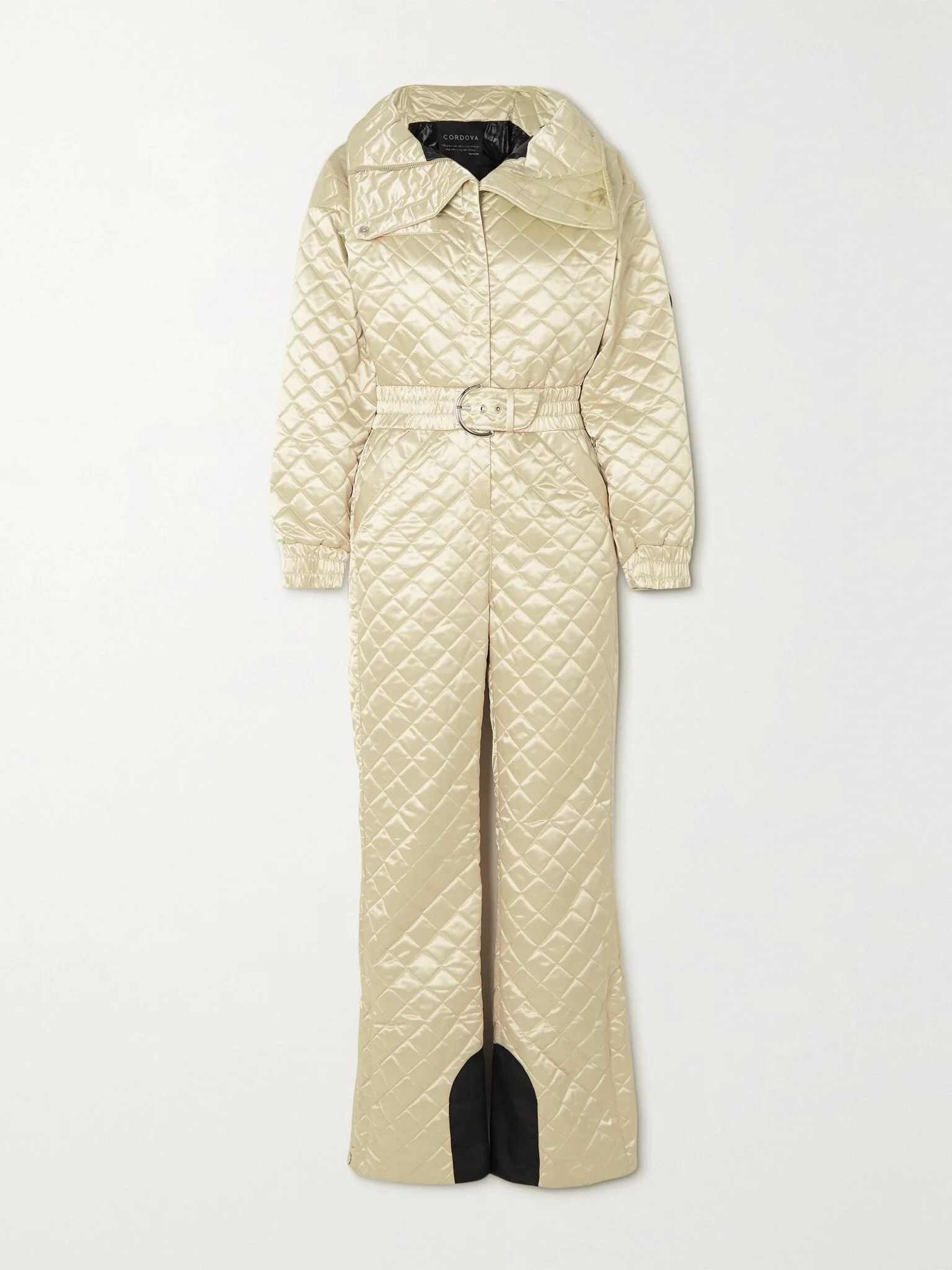 The Courmayeur belted quilted ski suit Ecru - 1