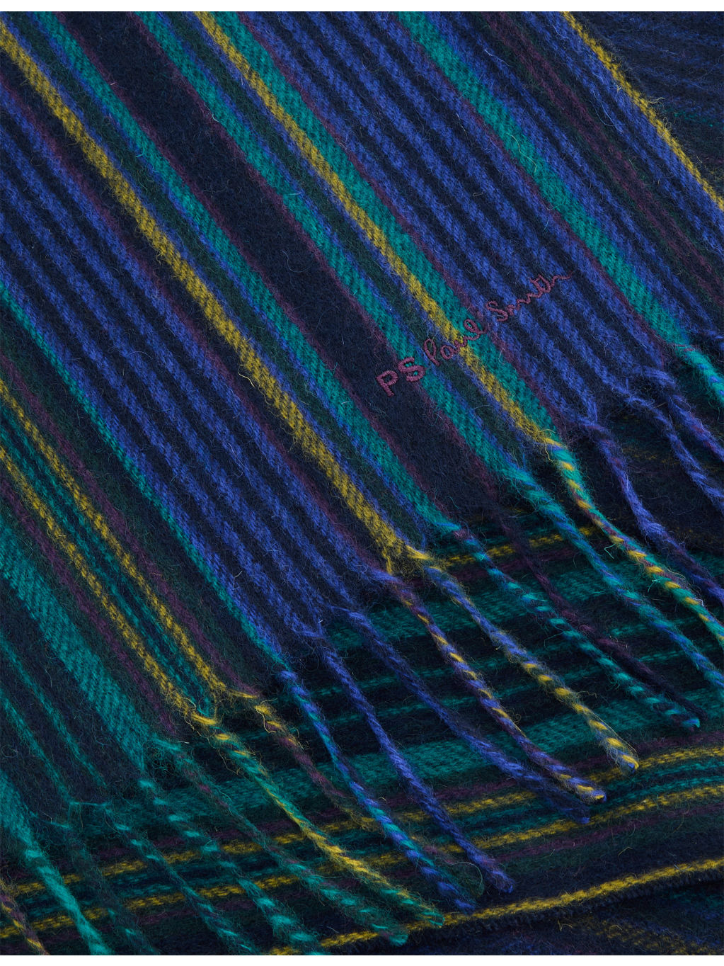 Striped Fringed Wool Scarf - 3