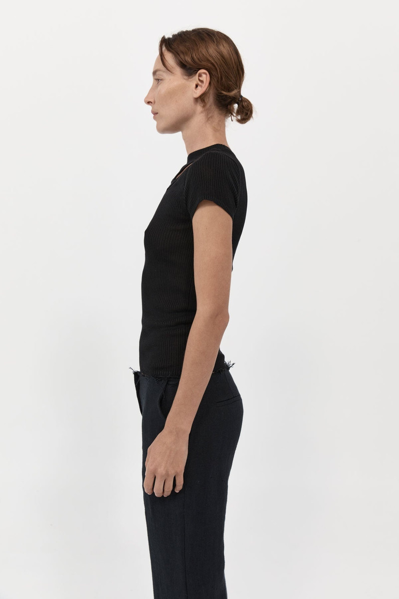 Cut Out Knit Tee - Black 3