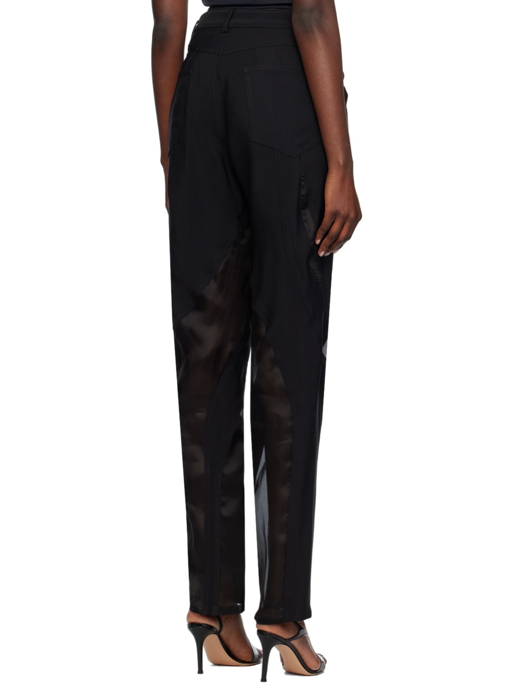 Black Paneled Trousers - 3