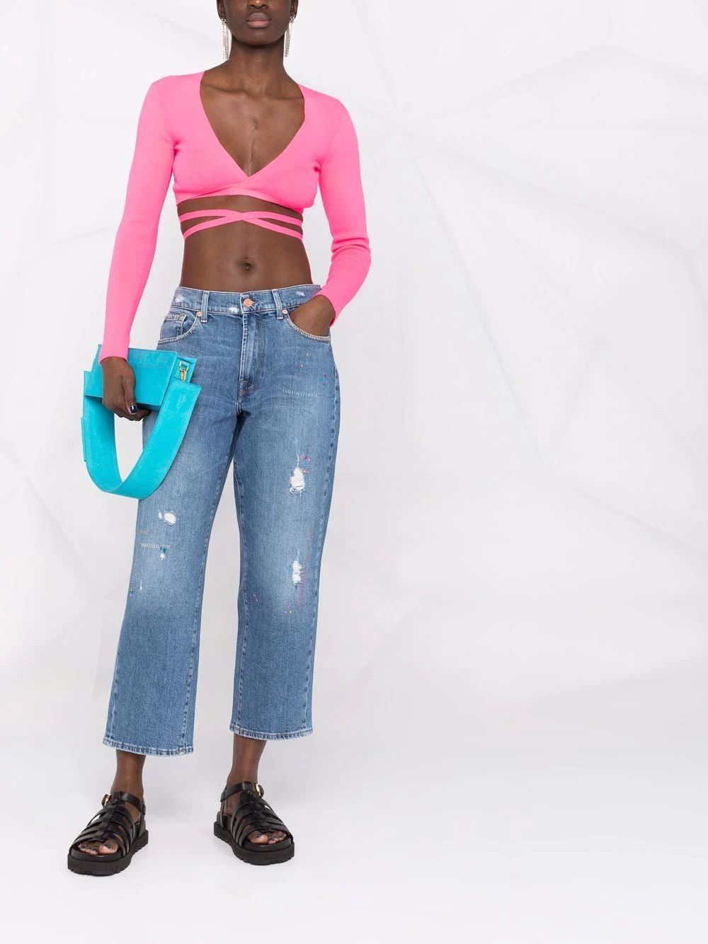 lace-up cropped top - 2